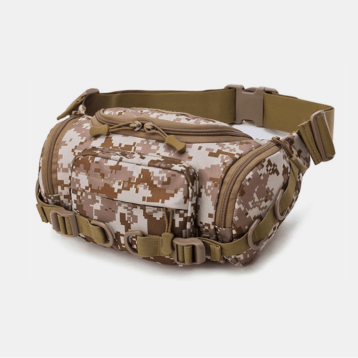 Men Canvas Camouflage Outdoor Tactical Sport Riding Waist Bag Shoulder Bag Chest Bag - MRSLM