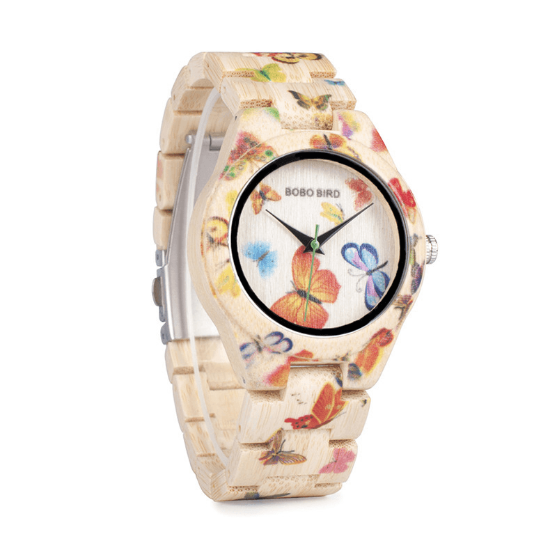 BOBO BIRD O20 Fashionable Bamboo Women Wrist Watch Hardlex Glass Wooden Quartz Watch - MRSLM