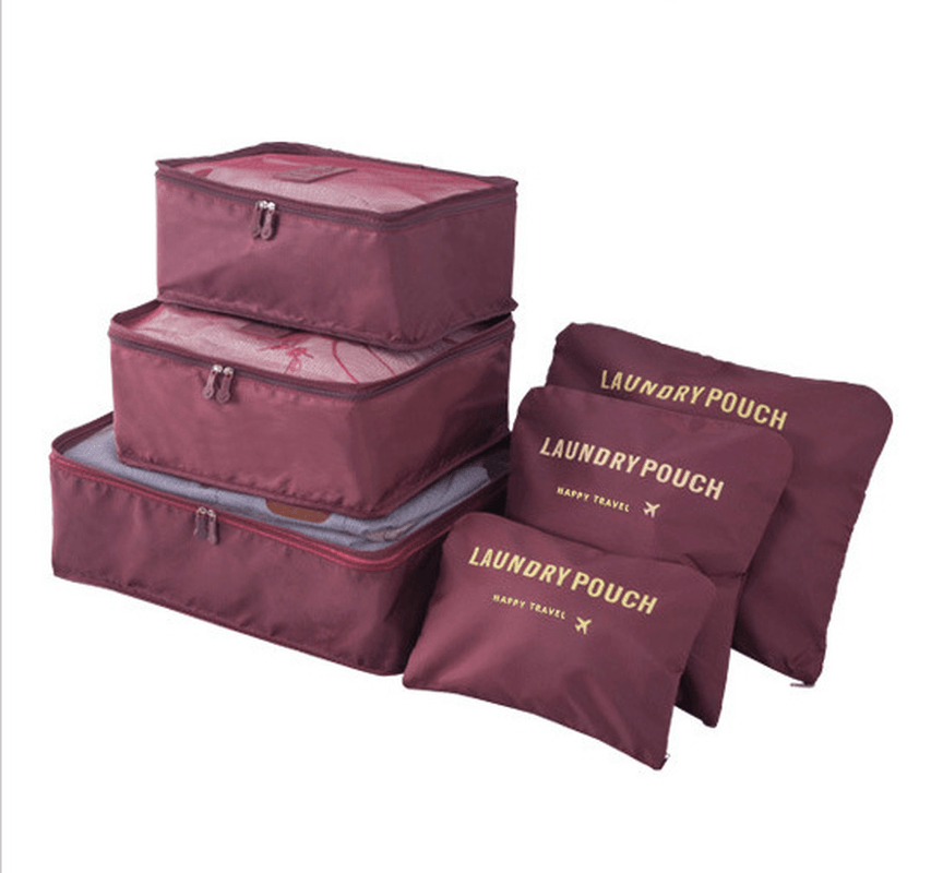 6 Pcs Luggage Organizer Travel Mesh Storage Bag Cosmetic Bag Wash Bag - MRSLM