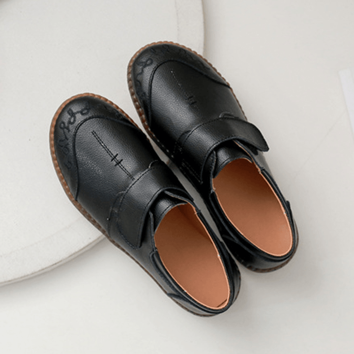 Women Brief Cowhide Leather Soft Sole Non Slip Comfy Flats Casual Shoes - MRSLM