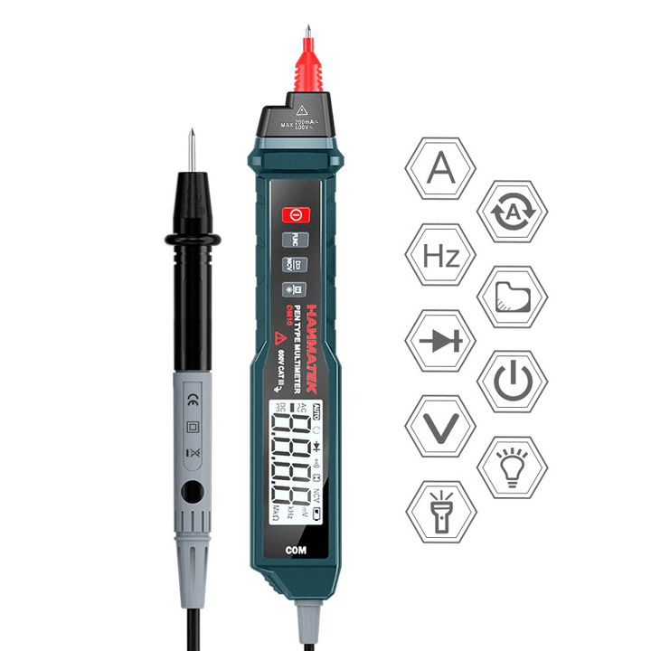 HANMATEK DM10 Pen Type True RMS Digital Multimeter Auto Measurement Non-Contact ACV/DCV Handheld Electronic Tester - MRSLM