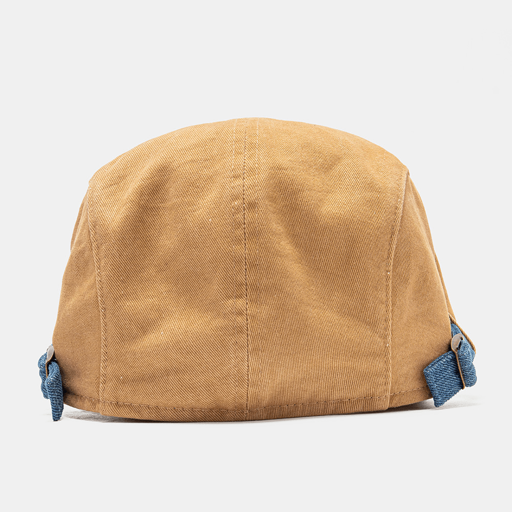Collrown Men Cotton Contrast Color Stitching Casual Forward Hat Flat Cap Beret Cap - MRSLM