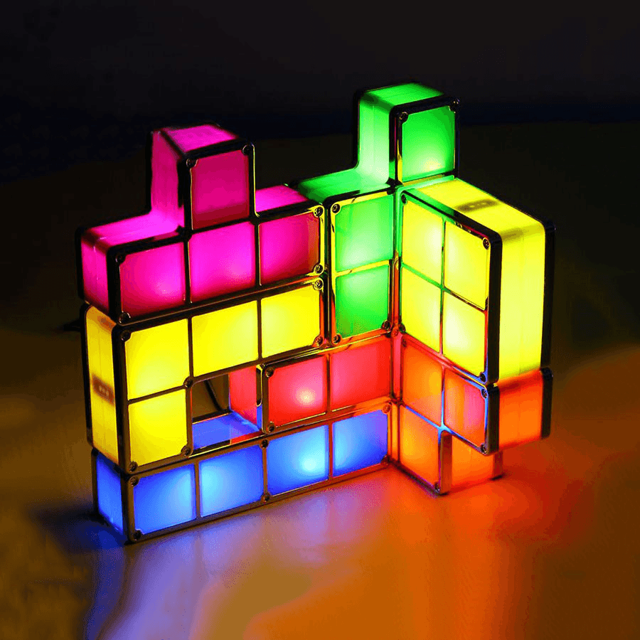 DIY Tetris Puzzle Novelty LED Night Light Stackable LED Desk Table Lamp Constructible Block Kids Toy'S Light Christmas Gift - MRSLM