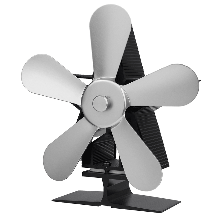 5 Blades 1350RPM Fireplace Fan Winter Warm Heat Powered Saving Stove Fan Christmas Home Thermal Fan - MRSLM