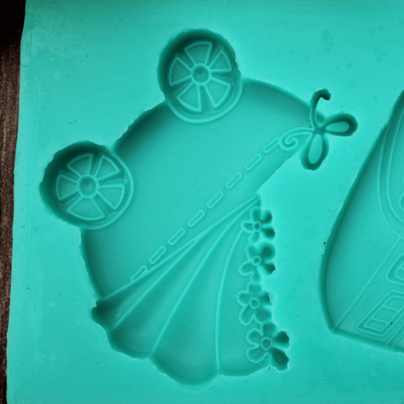 Baby Carriage Trolley Car School Bus Vehicle Silicone Wedding Cake Mold Decorating Mould - MRSLM