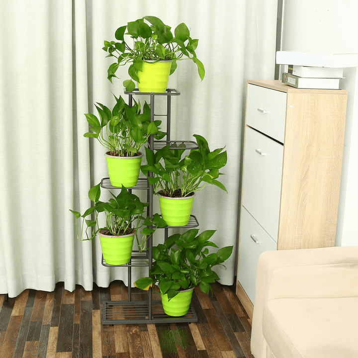 6 Layers Iron Flower Stand Pot Retro Plant Display Shelves Home Garden Decor - MRSLM