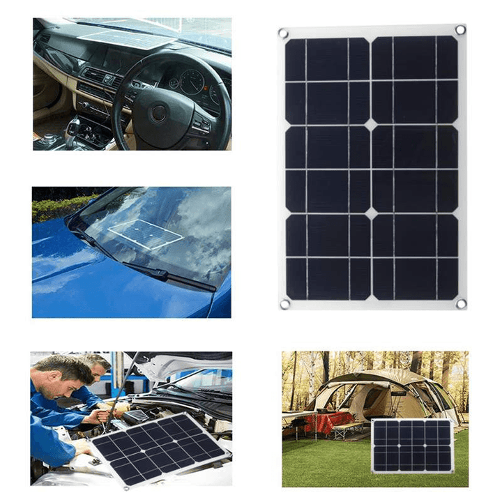 20W Dual USB 18V Solar Panel Charger Cell Phone Battery Charger for Cycling Climbing Hiking Camping Traveling - MRSLM