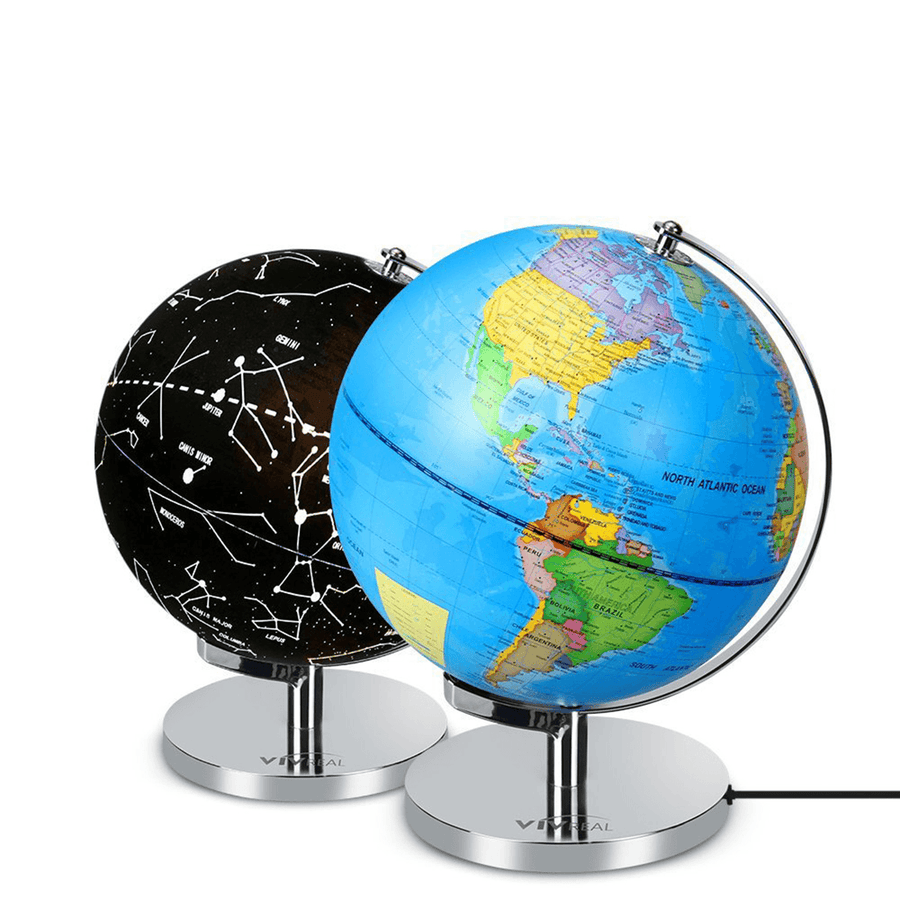 9 Inch LED World Globe Earth Tellurion Rotating Stand Geography for Education - MRSLM