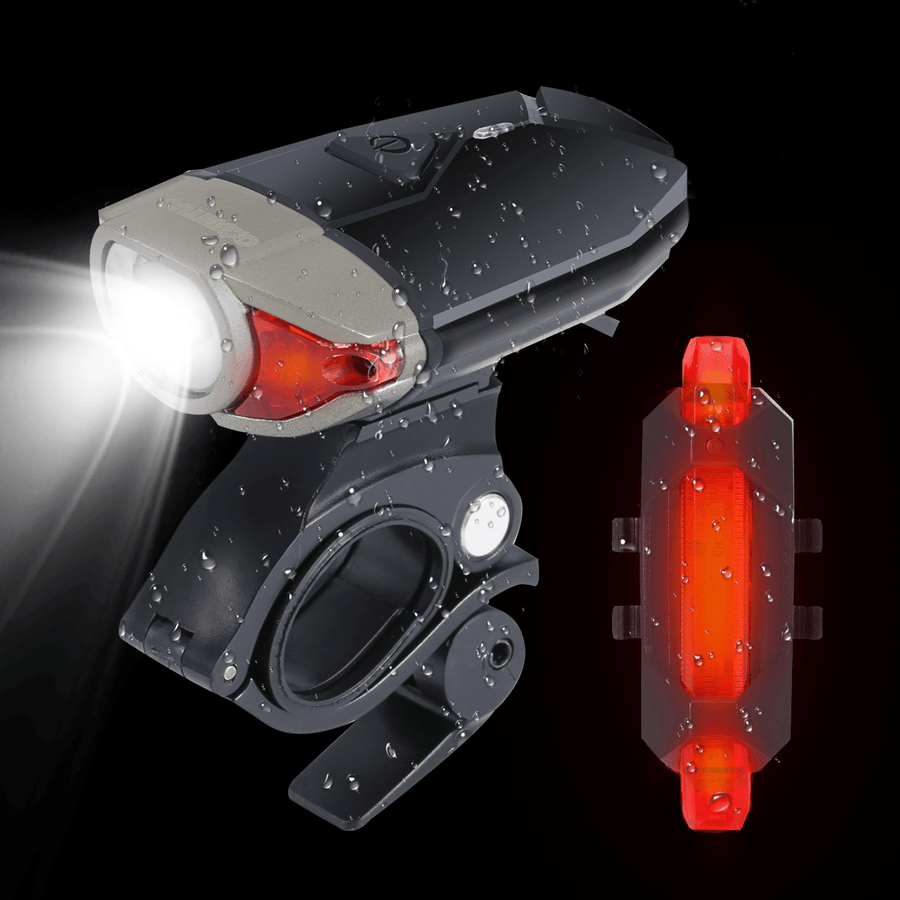 SMD LED Bike Light Set 3 Modes Adjustable Bike Headlamp Tail Rear Lamp USB Rechargeable Waterproof for Road MTB Bike - MRSLM