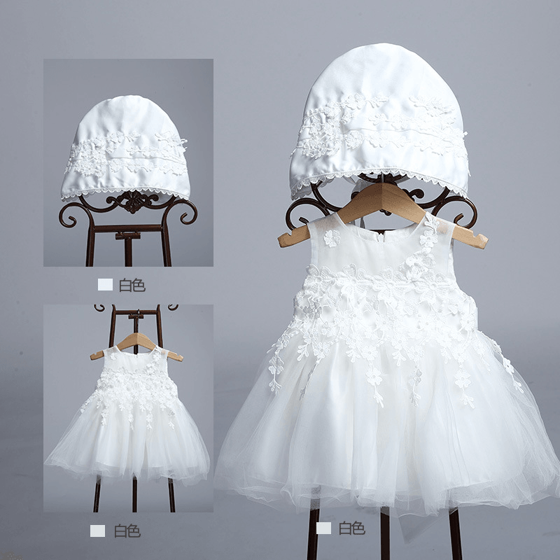Baby'S Full Moon, Baby'S Wedding Dress, Princess Dress, Children'S Dress, Lace Cap, Fluffy Dress, Photo Studio - MRSLM