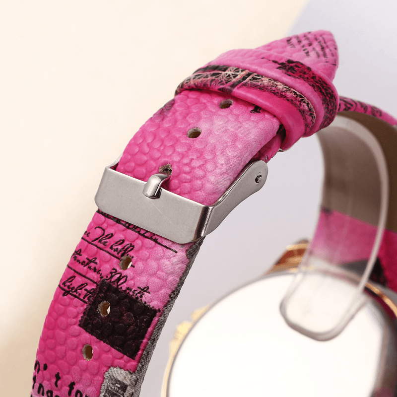 Fashion Bohemia Style Women Watch Leather Strap Retro Rose Pattern Quartz Watch - MRSLM