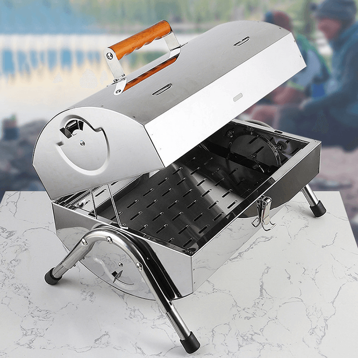 Ipree® Portable Folding BBQ Grill Charcoal Handy Grill Outdoor Camping Stainless Steel Barbecue Stove - MRSLM