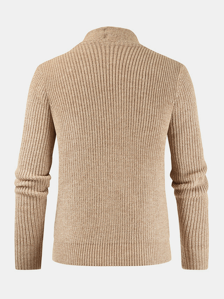 Mens Plain Butt Front Thick Double Pockets Cotton Raglan Sleeve Sweater Coat - MRSLM