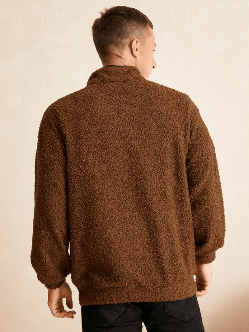 Men Teddy Tribal Zip Pocket Half Zip Pattern Pullover Pullover Sweatshirt - MRSLM