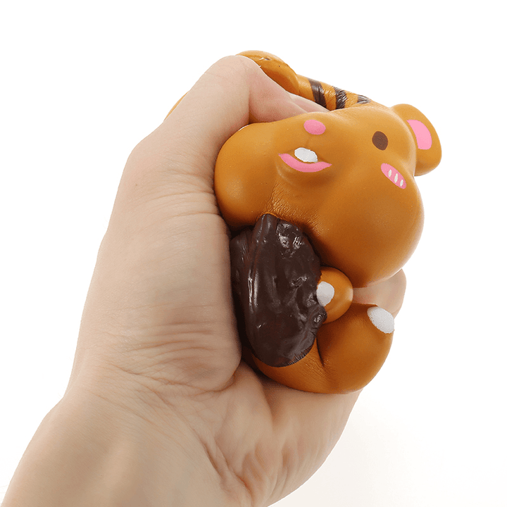 Meistoyland Squishy Squirrel Holding Filbert 10Cm Slow Rising with Packaging Collection Gift Decor Soft Toy - MRSLM