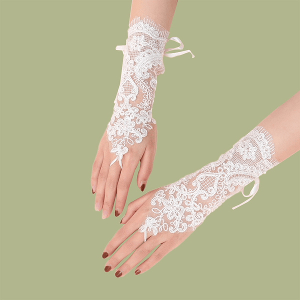 Women Dacron Flowers Bandage Decorative Lace Gloves Fashion Breathable Sunshade Fingerless Gloves Sun Protection Sleeves - MRSLM