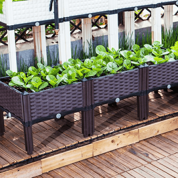 Double Layer Planting Box Plastic Rattan Grow Vegetables for Outdoor - MRSLM