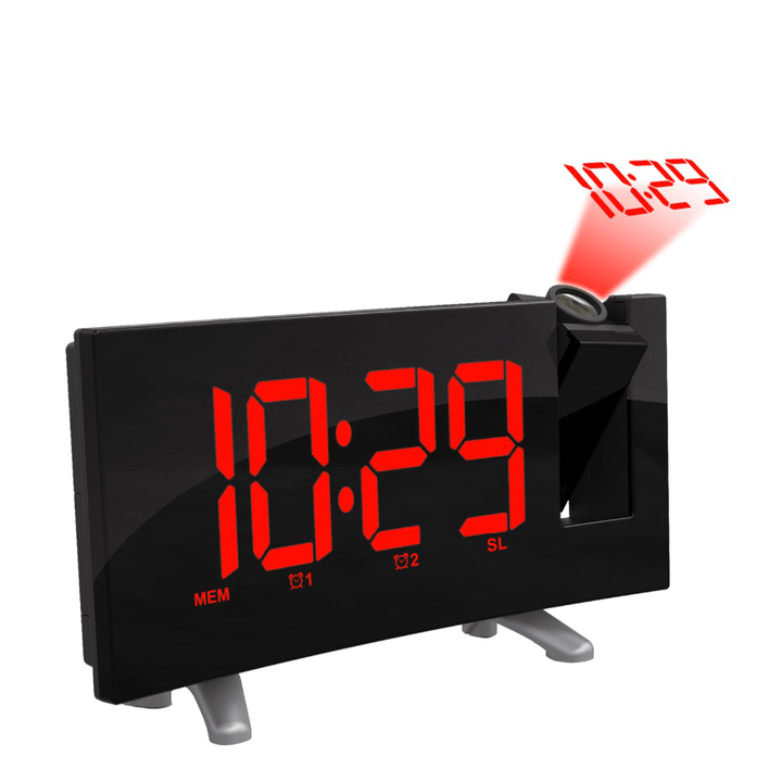Sensitive LED Digital Projection Clock FM Radio Dual Alarm Clock with USB Charging Desktop Electronic LED Clock - MRSLM