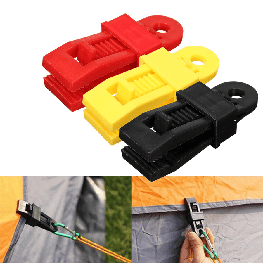 24 PCS Plastic Reusable Tent Clip Tent Buckle Outdoor Camping Tent Tool-Yellow/Red/Black - MRSLM