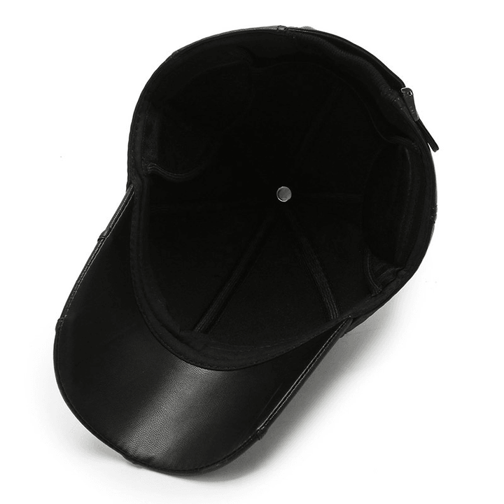 Men'S Middle-Aged and Elderly Winter Cold-Proof PU Leather Hat - MRSLM