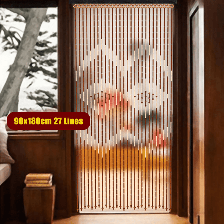 Door Curtain Bamboo Wooden Bead String Blinds Fly Screen for Household - MRSLM