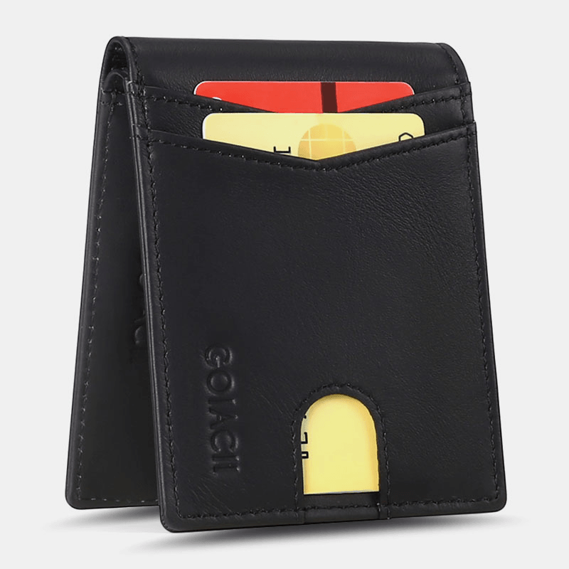 Men Short Oil Wax First Layer Cowhide Wallet RFID Blocking Multi-Card Slot Card Holder Coin Purse - MRSLM