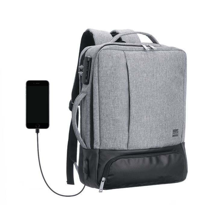 35L USB Backpack 15.6Inch Laptop Bag Waterproof Anti-Theft Lock Travel Business School Bag - MRSLM