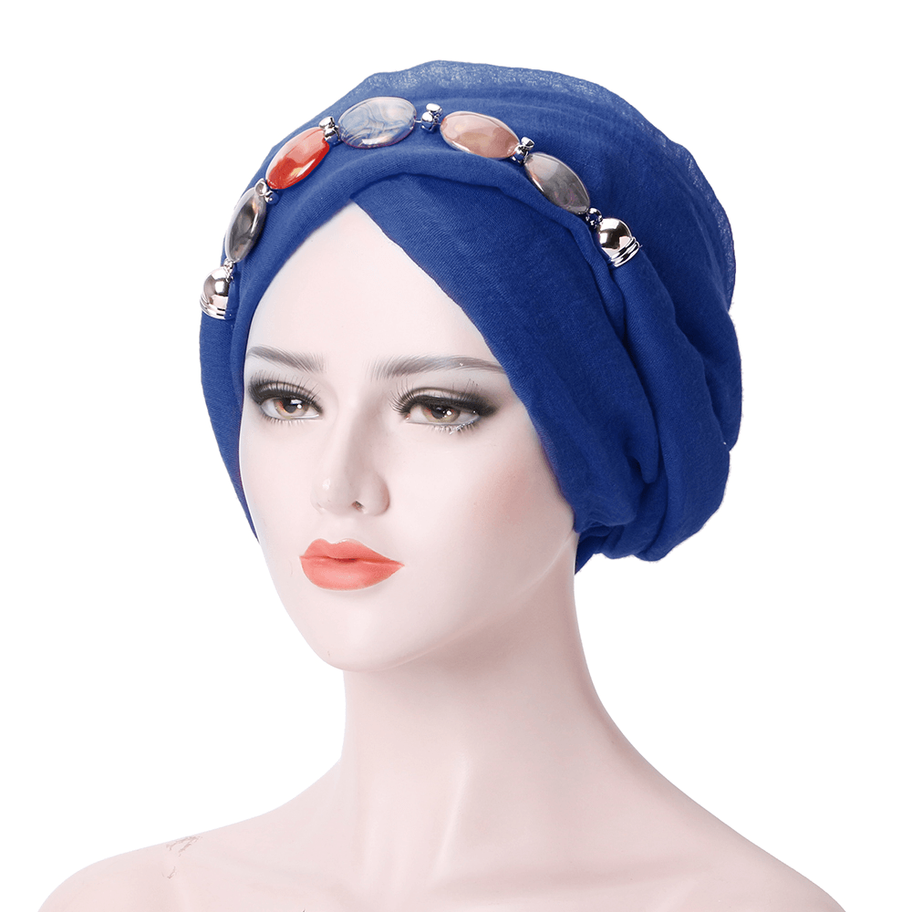 Women Lace Shawls Islamic Hijab Long Scarf Headwear Turban Cap - MRSLM