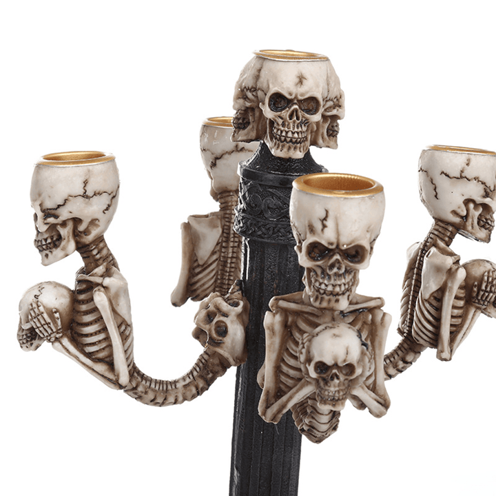 Resin Craft Statues Skull Candlestick Creative Figurines Sculpture Decorations - MRSLM