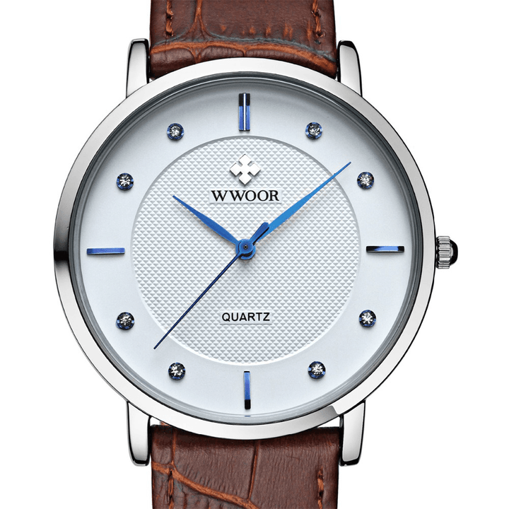 WWOOR 8011 Ultra Thin Casual Style Men Wrist Watch Leather Watch Band Quartz Watches - MRSLM