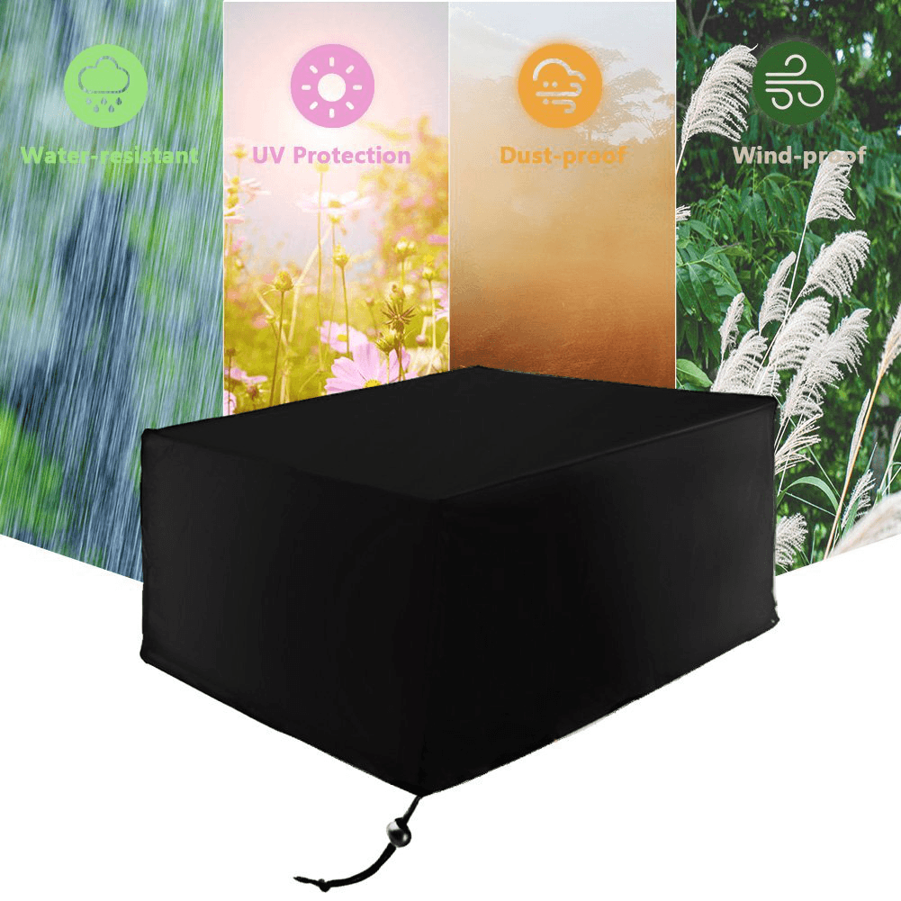 Patio Protective Furniture Cover Black Rectangular Extra Large Waterproof Dustproof Folding Cover - MRSLM