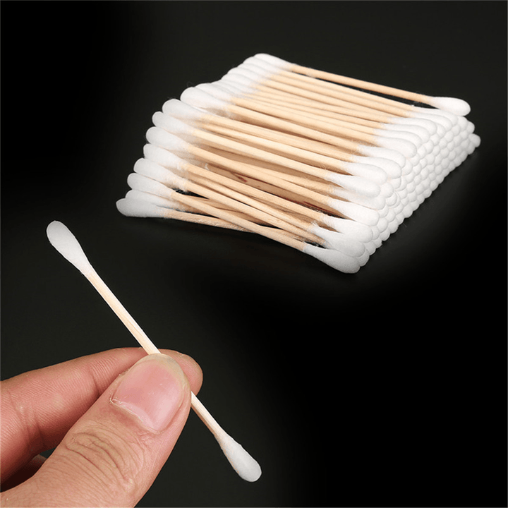 100X Cotton Swabs Swab Applicator Q-Tips Double Head Wooden Stick Cleaning Tools - MRSLM