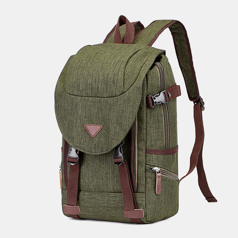 Men Canvas Large Capacity Multi-Pocket Water-Resistant Casual Laptop Bag Backpack Shoulder Bag - MRSLM