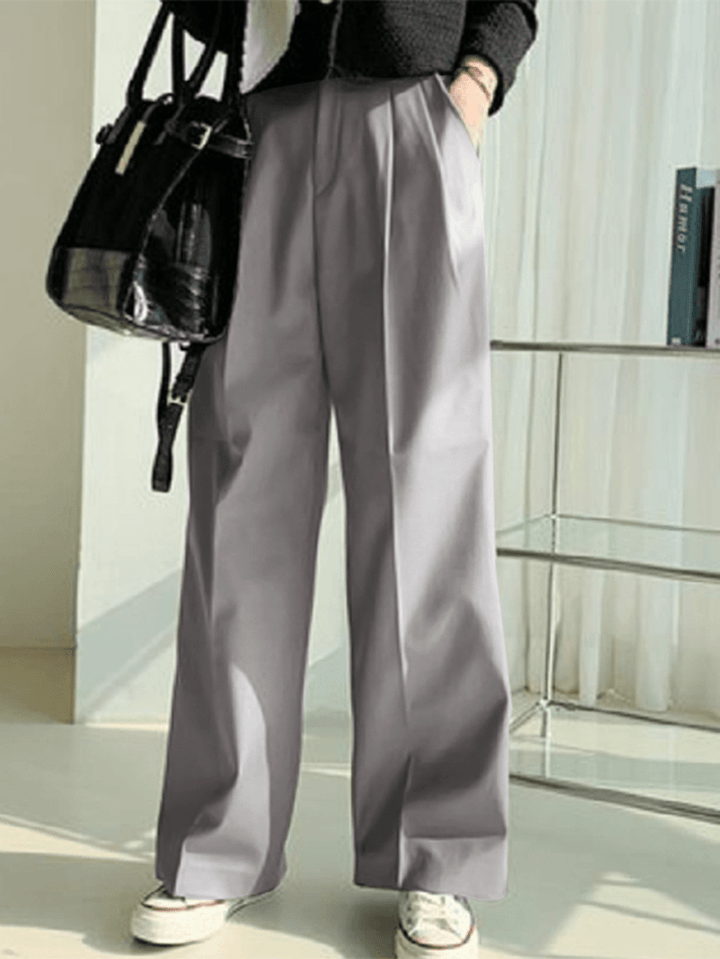 100% Polyester Solid Side Pockets Work Pants for Women - MRSLM