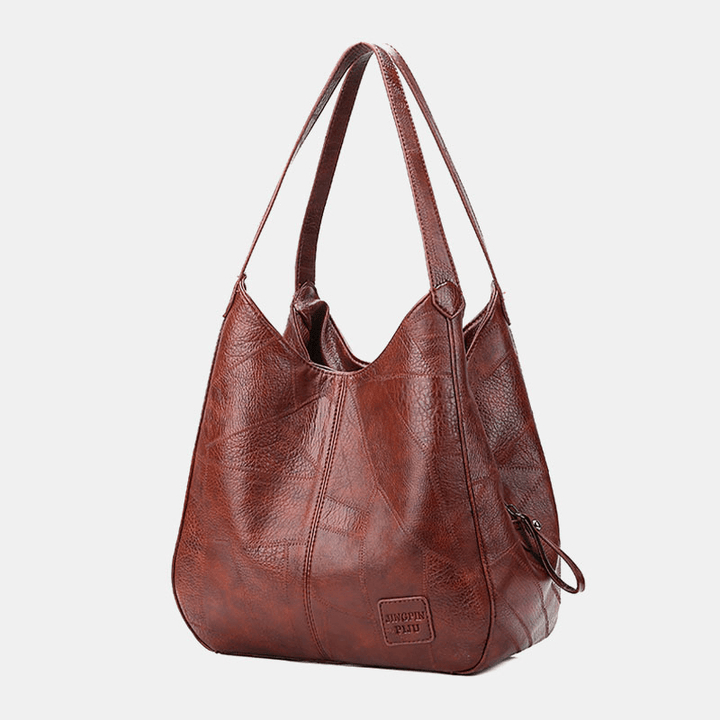 Women Retro Solid Large Capacity Tote Bag Shoulder Bag Handbag - MRSLM