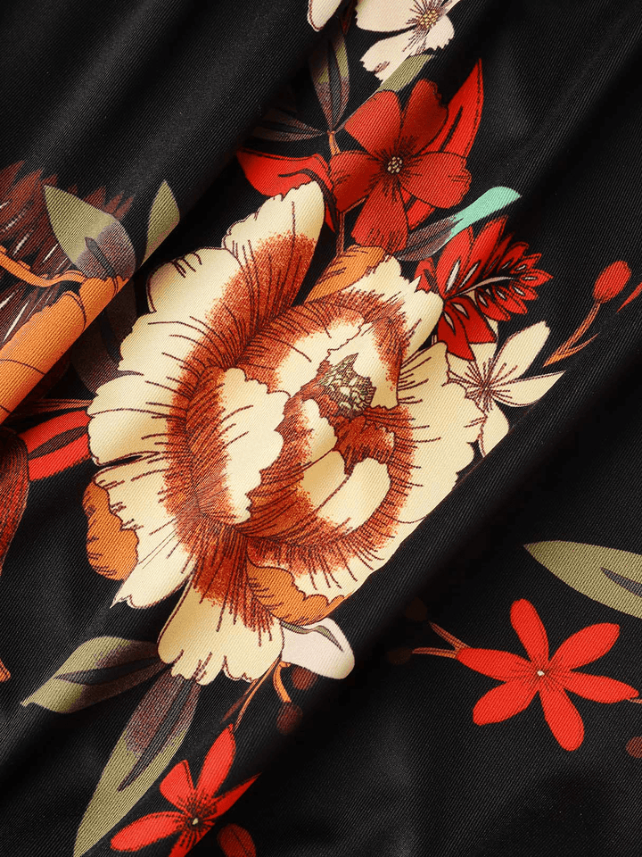 Random Floral Print Strapless Sleeveless Pleated Cami - MRSLM