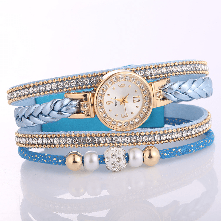 Fashion Circle Bracelet Diamond Simple Dial Ladies Dress Women Quartz Watch - MRSLM