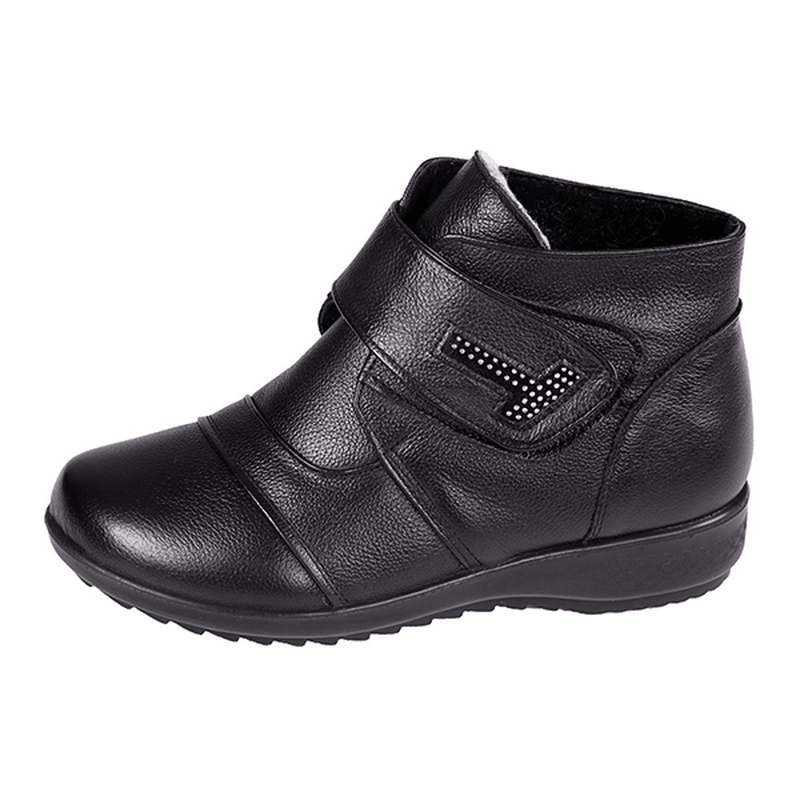 Genuine Leather Women Cotton Boots Keep Warm Casual Ankle Boots - MRSLM