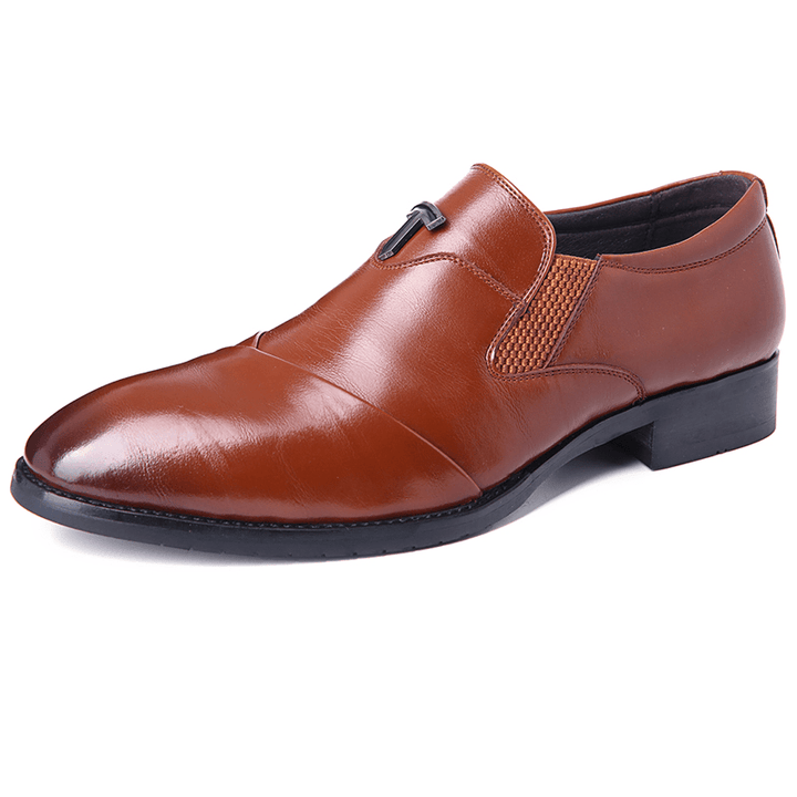Men Pure Color Leather Business Dress Oxford Shoes - MRSLM