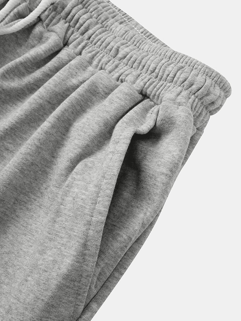 Cotton Mens Solid Color Pocket Drawstring Overalls Loose Shorts - MRSLM