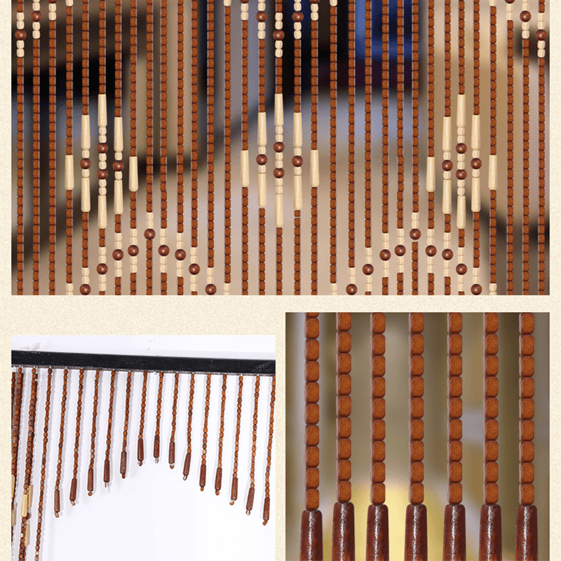 31 Lines Wooden Sticks Beaded Curtain Doorway Bamboo Blinds Fly Screen Door Curtain - MRSLM