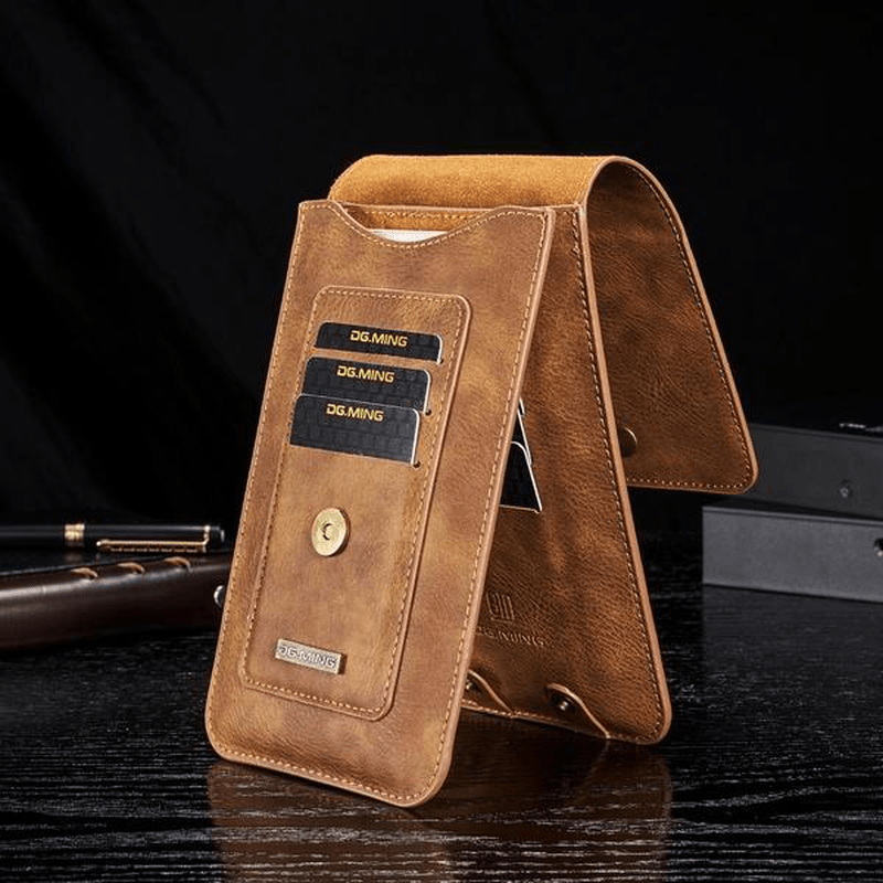 Men Faux Leather Vintage Card Holder Waist Bag Phone Bag - MRSLM