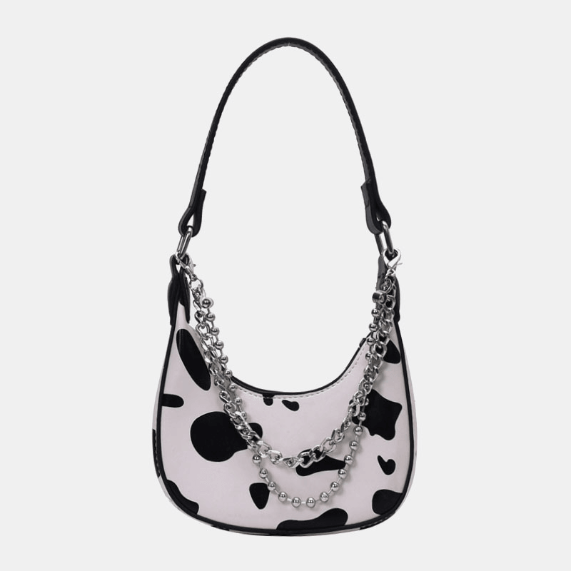 Women Cow Pattern Casual Stylish Chain Tote Shoulder Bag Handbag - MRSLM