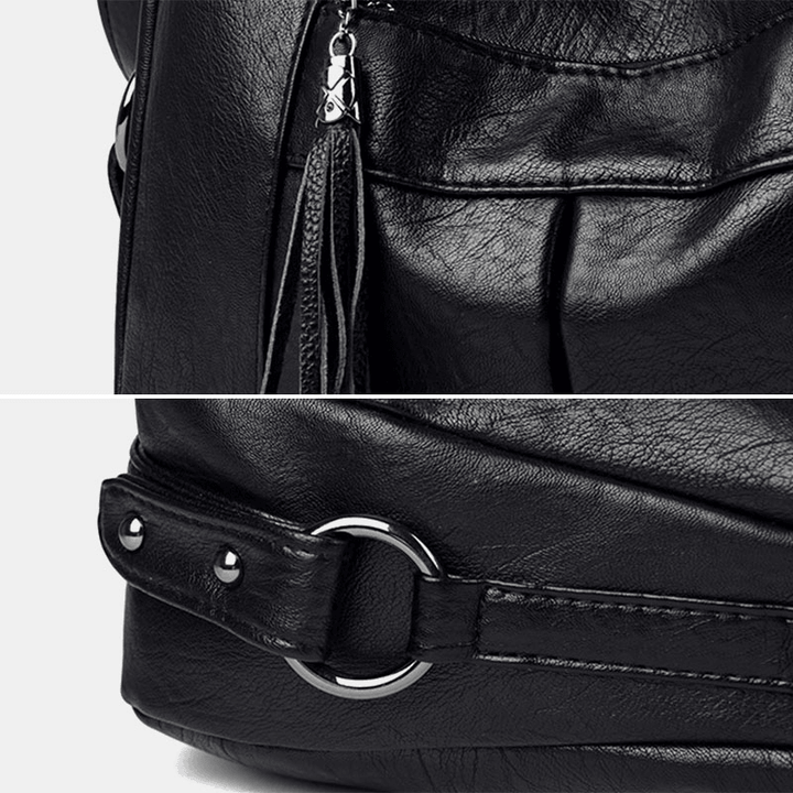 Women Vintage Faux Leather Large Capacity Multi-Pockets Crossbody Bag Shoulder Bag - MRSLM