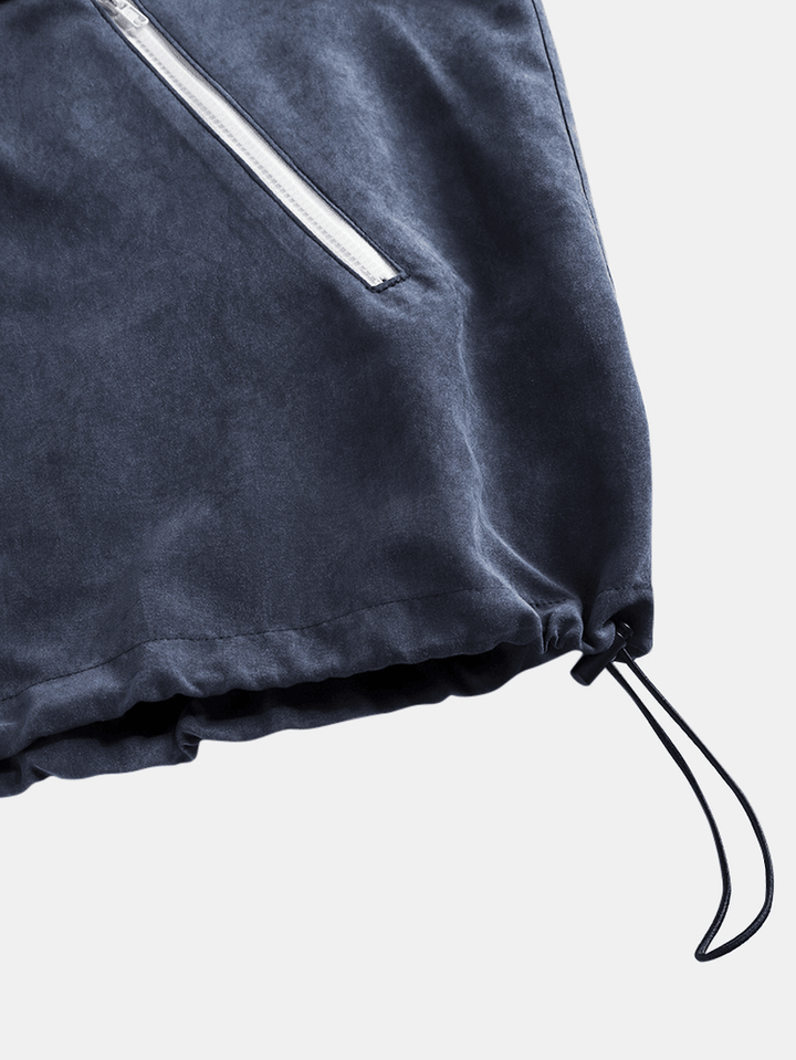 Mens Patchwork Color Block Zipper Front Hoodie Portable Windbreaker Jacket - MRSLM