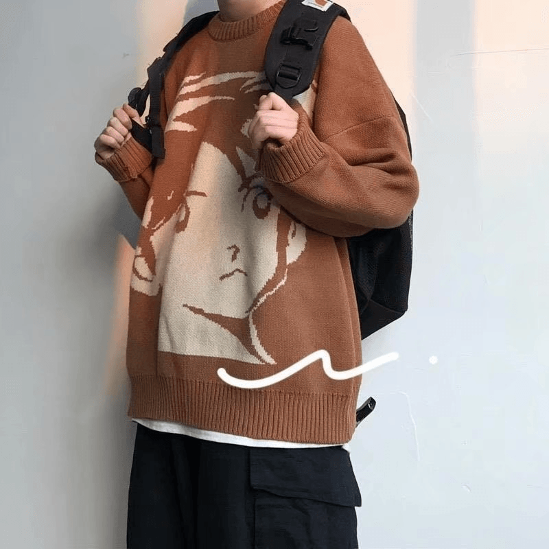 Retro Streetwear Knitted Pullover Autumn and Winter Loose Thick Warmth Hip-Hop Pullover Men'S Shirt - MRSLM