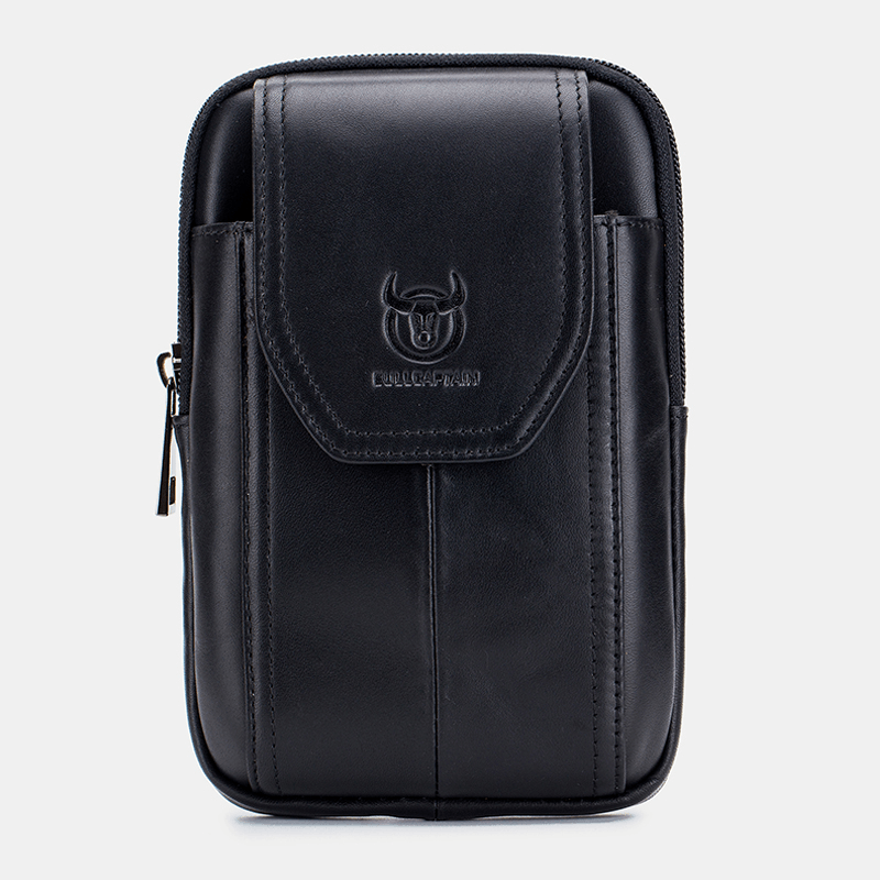 Bullcaptain Genuine Leather Vintage Zipper Phone Bag Waist Bag for Business Bag - MRSLM