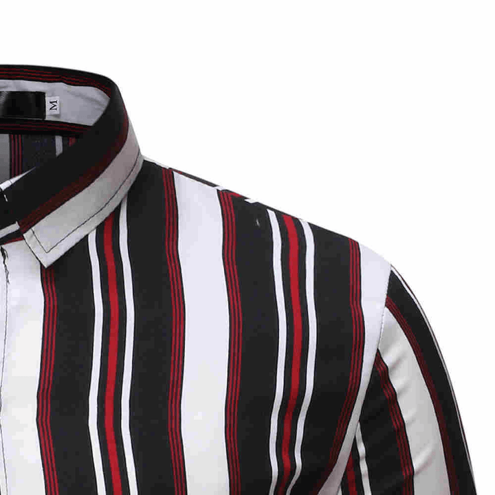 Men'S Casual Beach Street Style Fashion Striped Color Block Short Sleeve Shirt - MRSLM
