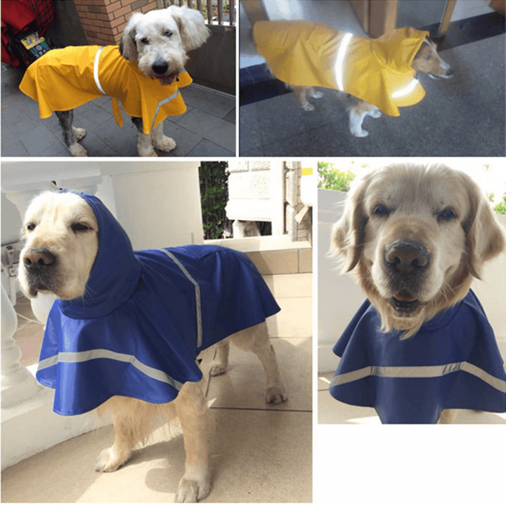 Dog Raincoat Waterproof Outdoor Rain Coat Jacket Coat Fleece Reflective Safe - MRSLM