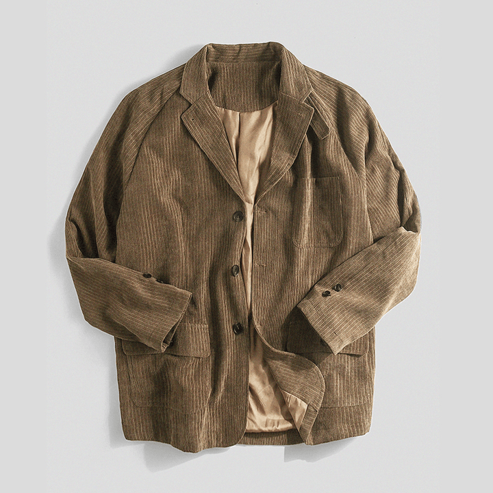 Mens Vintage Chest Pocket Corduroy Warm Long Sleeve Causal Jacket - MRSLM